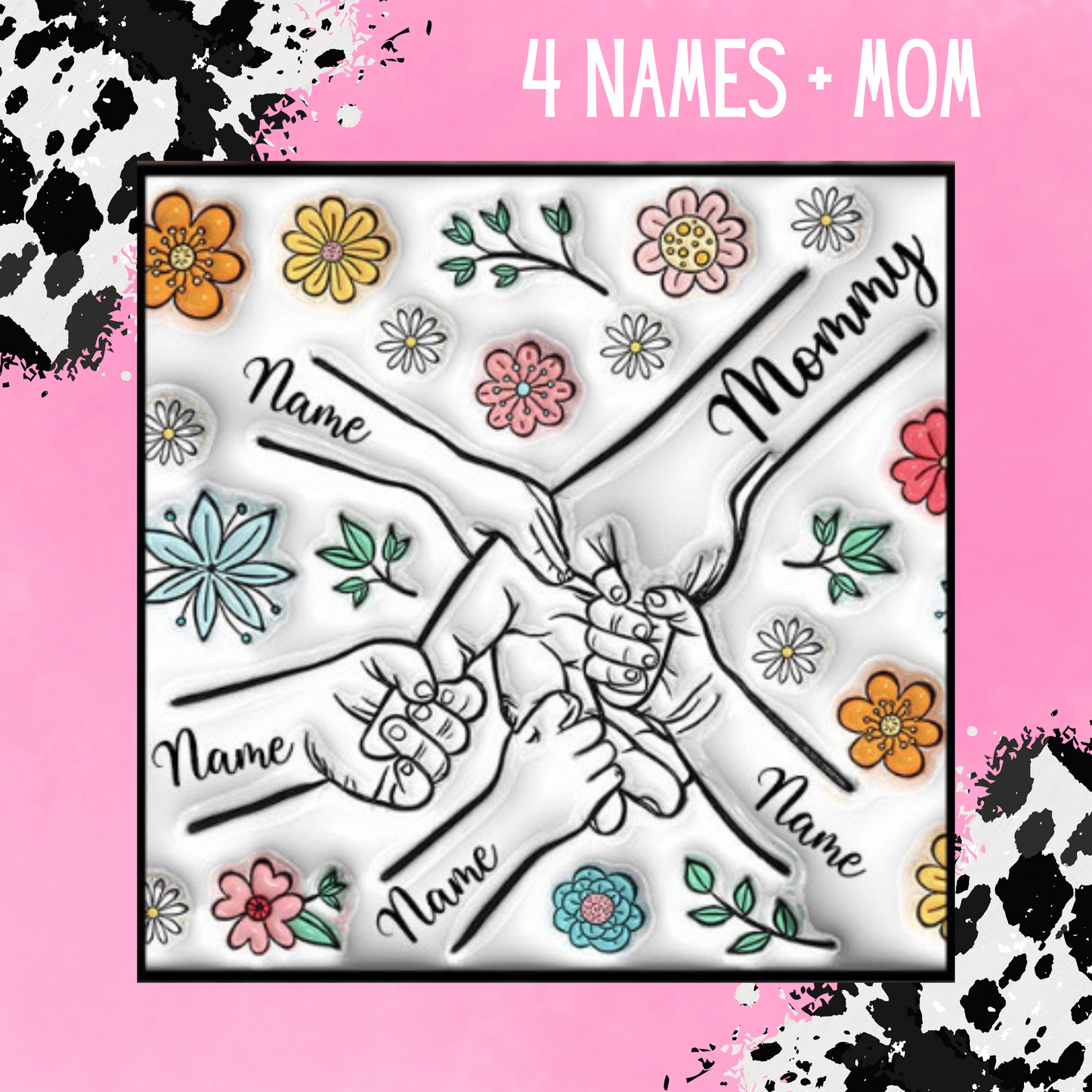 Custom up to 6 Kids Holding Moms Hand