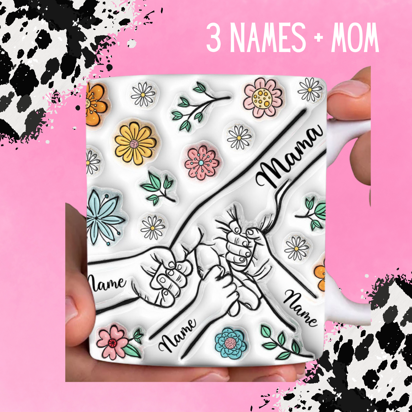 Custom up to 6 Kids Holding Moms Hand