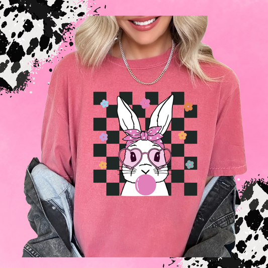 Black Checkered Bubble Gum Bunny Girl